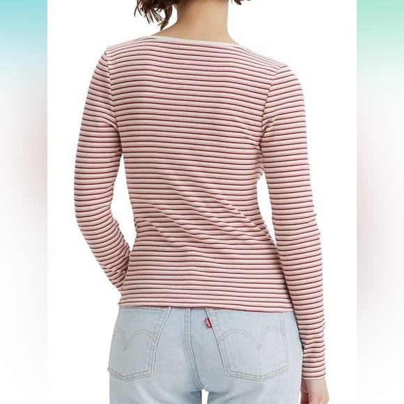 levi’s | maroon and pink striped long sleeve tee - Picture 8 of 8